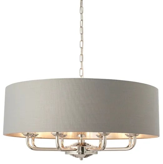 Endon 94415 - Csillár láncon HIGHCLERE 8xE14/40W/230V szürke/fényezett króm