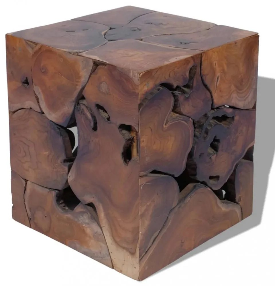 vidaXL 60 cm tömör tikfa dohányzóasztal / zsámoly