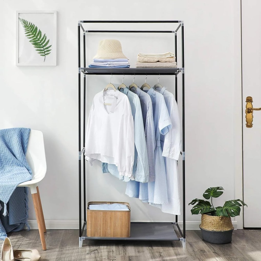 Szövet gardrób, összecsukható szekrény, szürke