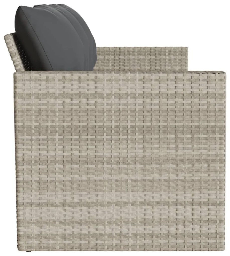 3 személyes világosszürke polyrattan kerti kanapé párnával