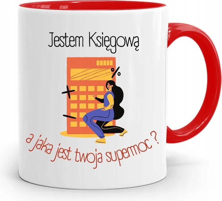 Piros Bögre Ajándék Könyvelőnek, fényképes nyomattal