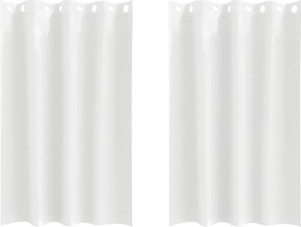 vidaXL Fekete Függöny Gyűrűkkel 2 pcs Tiszta Fehér 175 x 140 cm