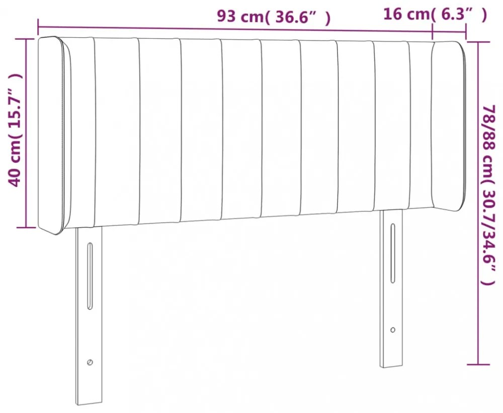 világosszürke szövet LED-es fejtámla 93 x 16 x 78/88 cm