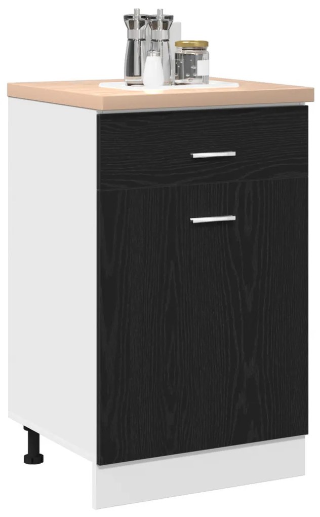 Fekete tölgy fiókos szekrény - 50x46x81.5 cm, MDF-ből készült.