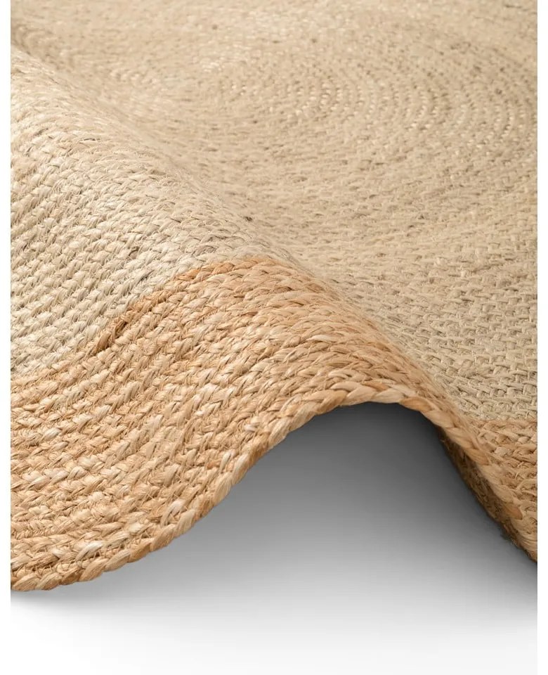 Elefántcsont színű kétoldalas kézi szövésű kerek juta szőnyeg ø 100 cm Jutta Ivory – Hanse Home