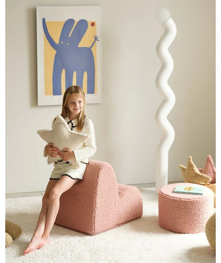 Rózsaszín buklé gyerek puff – Wigiwama
