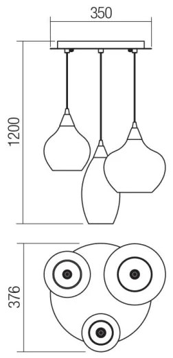 Redo 01-3192 - Csillár zsinóron TANNER 3xE14/28W/230V átm. 37,6 cm