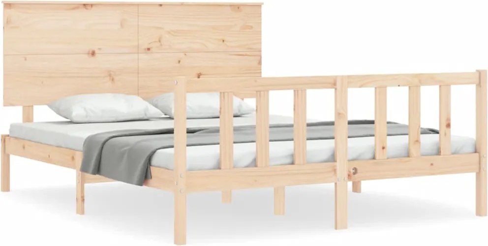 vidaXL tömör fa ágykeret fejtámlával King Size
