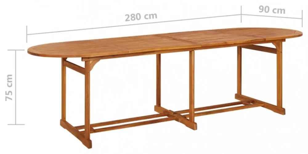 tömör akácfa kerti étkezőasztal 280 x 90 x 75 cm