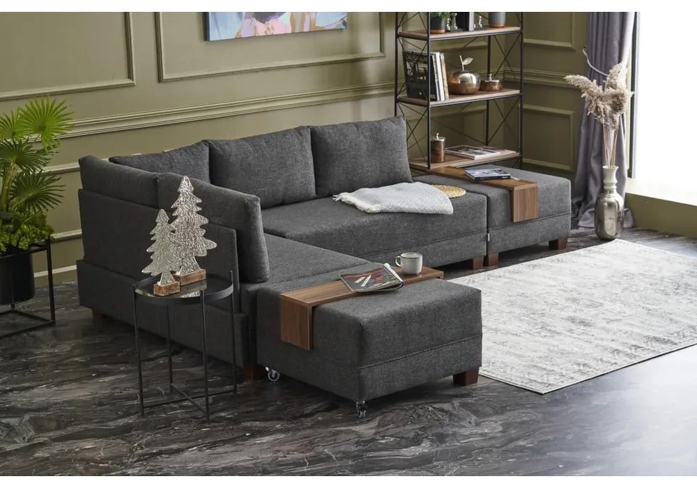 Antracitszürke sarokkanapé (bal oldali) Fly – Balcab Home