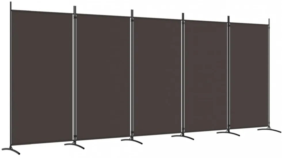 5 paneles barna szövet térelválasztó 433 x 180 cm