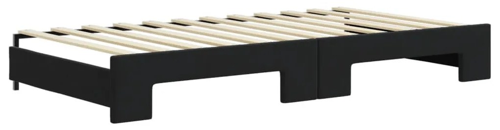 fekete kihúzható bársonyheverő 100 x 200 cm