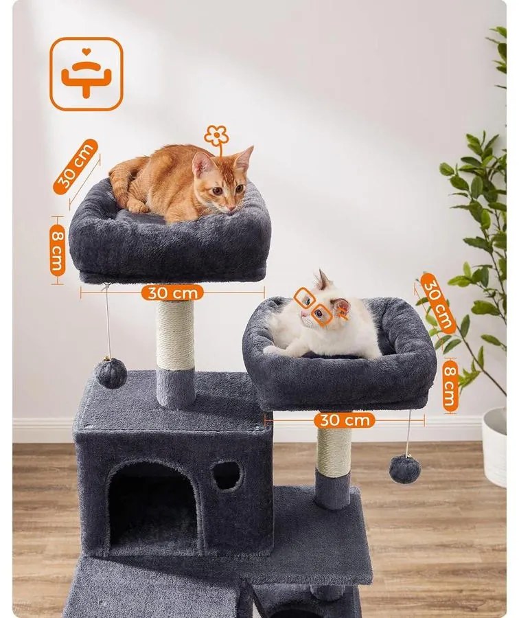 Nagy macskakaparó, 168 cm magas, füstszürke | FEANDREA