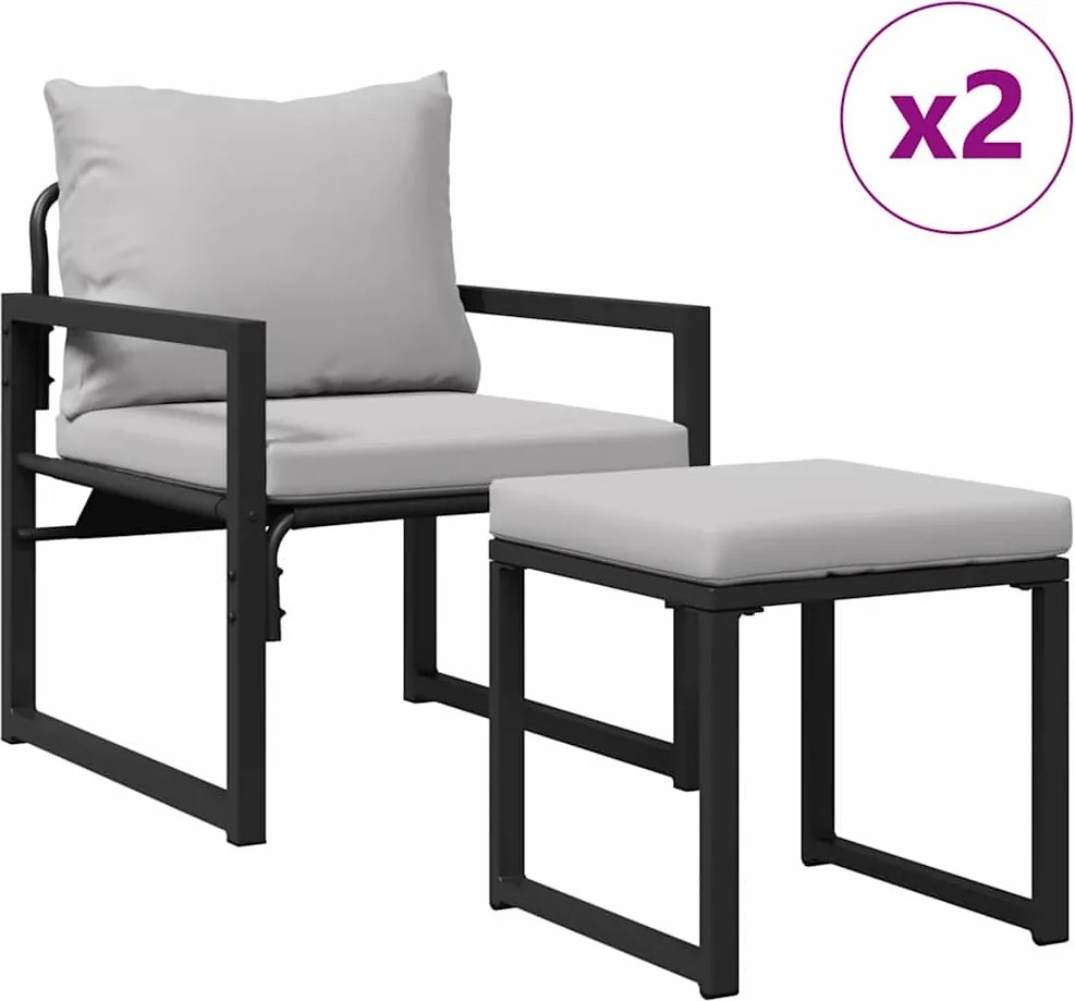 vidaXL Kerti bútor párnával párnával 4 pcs Világosszürke Poliészter