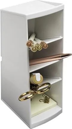 Asztali rendező, multifunkciós, 4 rekeszes, 8x23x11 cm, EXACOMPTA Autentik, fehér (EX68113D)