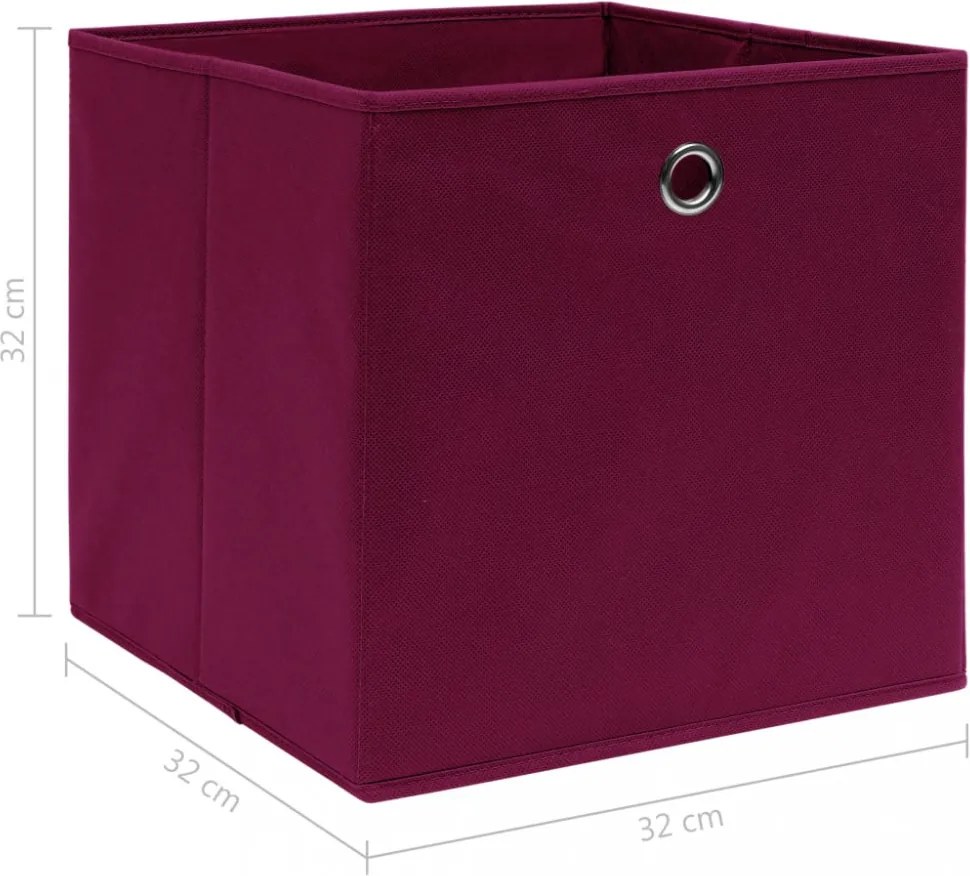 4 db sötétpiros szövet tárolódoboz 32 x 32 x 32 cm