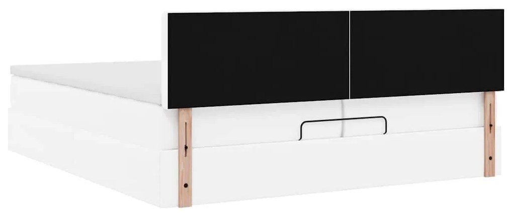 Ottomán ágykeret matraccal tiszta fehér 200x200cm műbőrrel