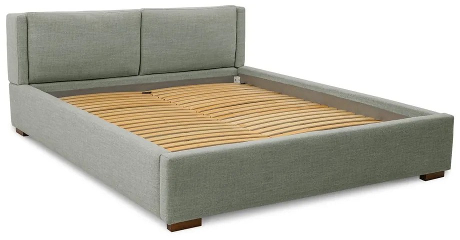 Szürke kárpitozott franciaágy ágyráccsal 160x200 cm Dreamer – Scandic