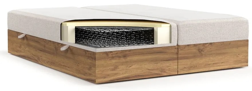 Bézs-natúr színű ágyneműtartós boxspring ágy 180x200 cm Faro – Maison de Rêve