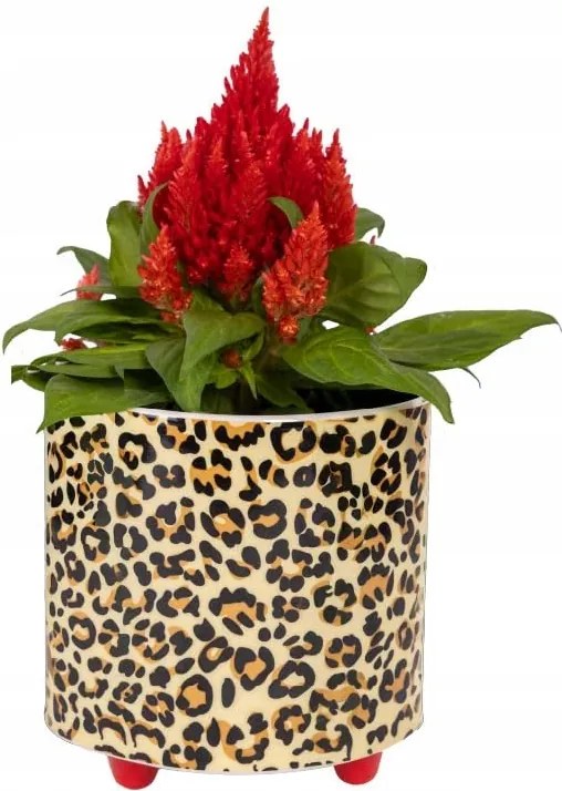 Eredeti kerámia kaspó leopárd motívummal és lábakkal 1,5 cm