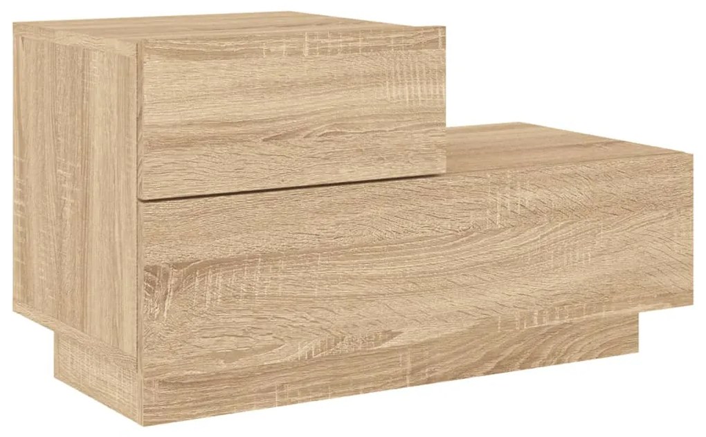 Sonoma tölgy színű éjjeliszekrény LED-ekkel 70 x 36 x 40,5 cm