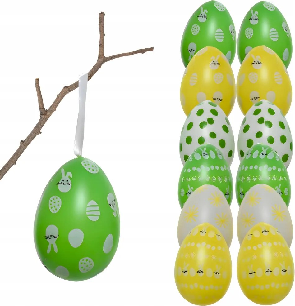 Húsvéti tojás medál zöld sárga 12db