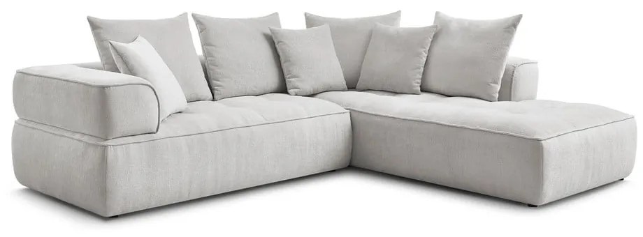 Világosszürke zsenília sarokkanapé (jobb oldali-L alakú) Whesley – Bobochic Paris