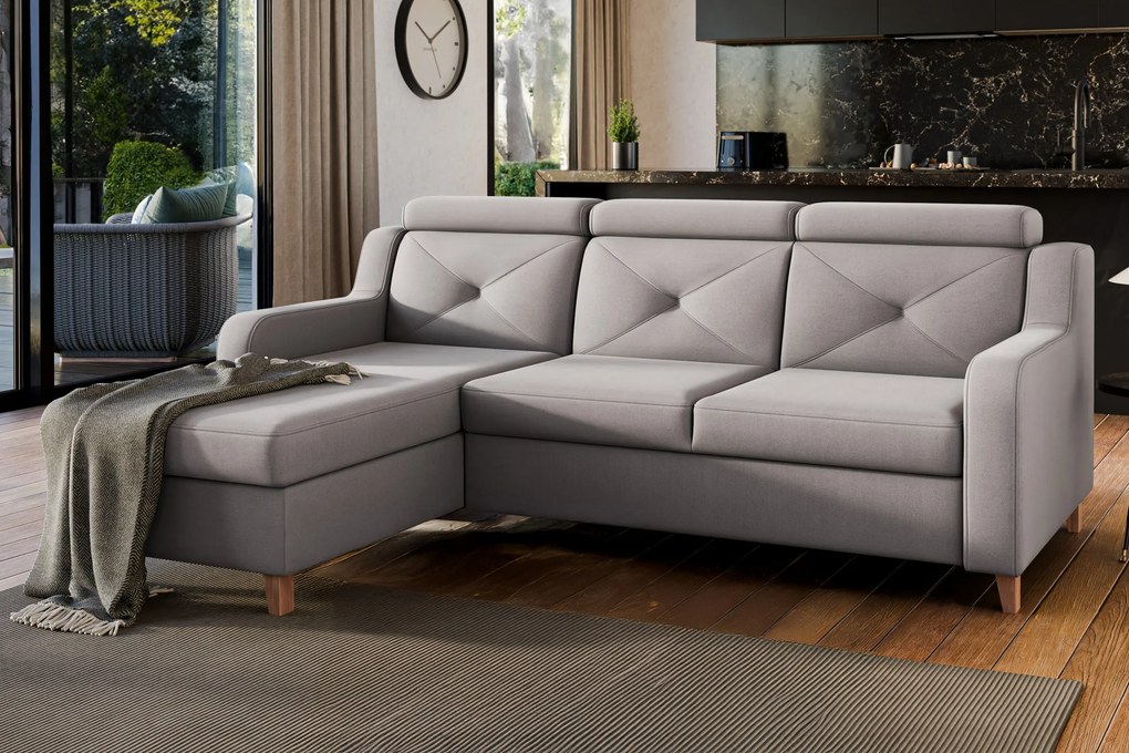 Laksaro balos ágyazható sarokkanapé - sötétbézs Jasmine 25 bársony