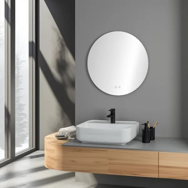 Brilagi - DEMI ECO LED dimmelhető, páramentesítő fűtéssel rendelkező tükör LED háttérvilágítással, 12W/230V, átmérő 60 cm, IP44