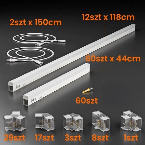 LED mennyezeti lámpatest LED/696W/85-265V 6500K 484x243 cm CRI 90 IP44 fehér
