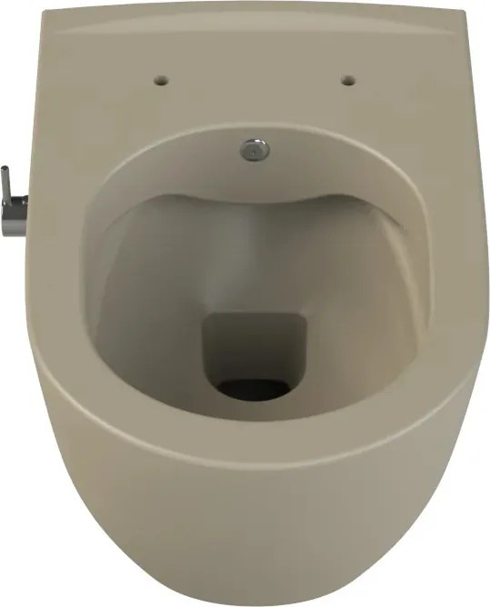 CeraStyle CITY fali WC - MATT BÉZS - BEÉPÍTETT bidé funkcióval - perem nélküli - 53 cm