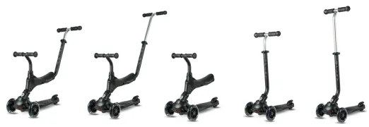 QPlay - Gyermekroller LED világító kerekekkel 5 az 1-ben SEMA PRO fekete