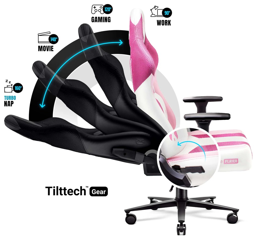 Diablo X-Player 2.0 szövet gamer szék gyerekeknek Kids méret: Marshmallow Pink/Rózsaszín