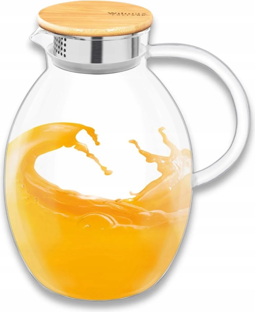 Üveg kancsó vízhez, teához italokhoz Nagy bambusz fedéllel 2,4L Wilmax