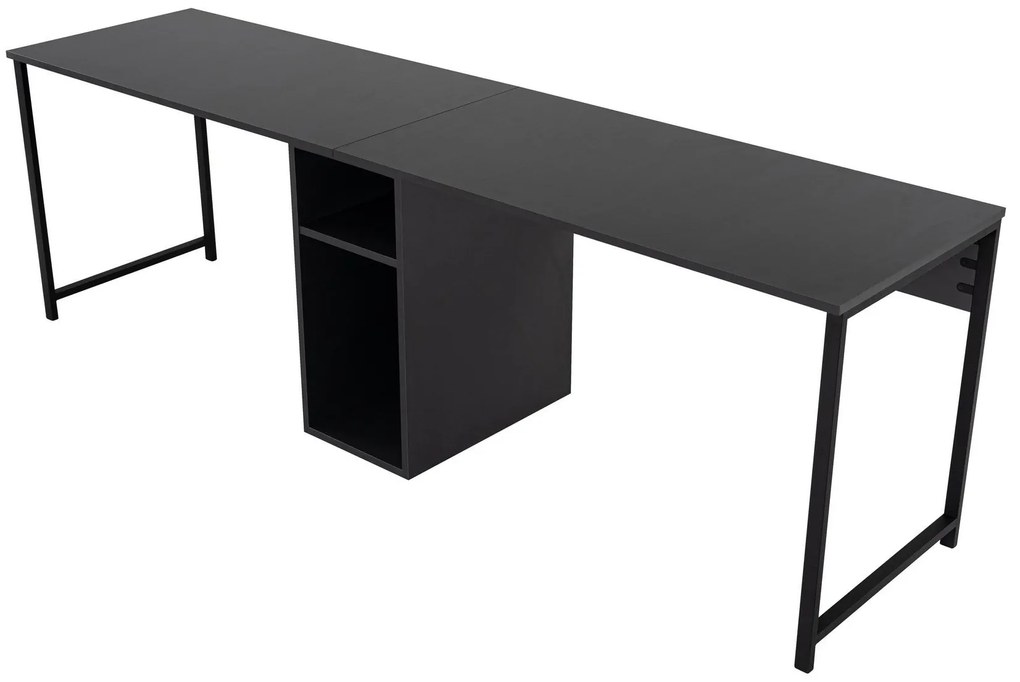 Íróasztal Twin Study Desk - Antracit, Fekete