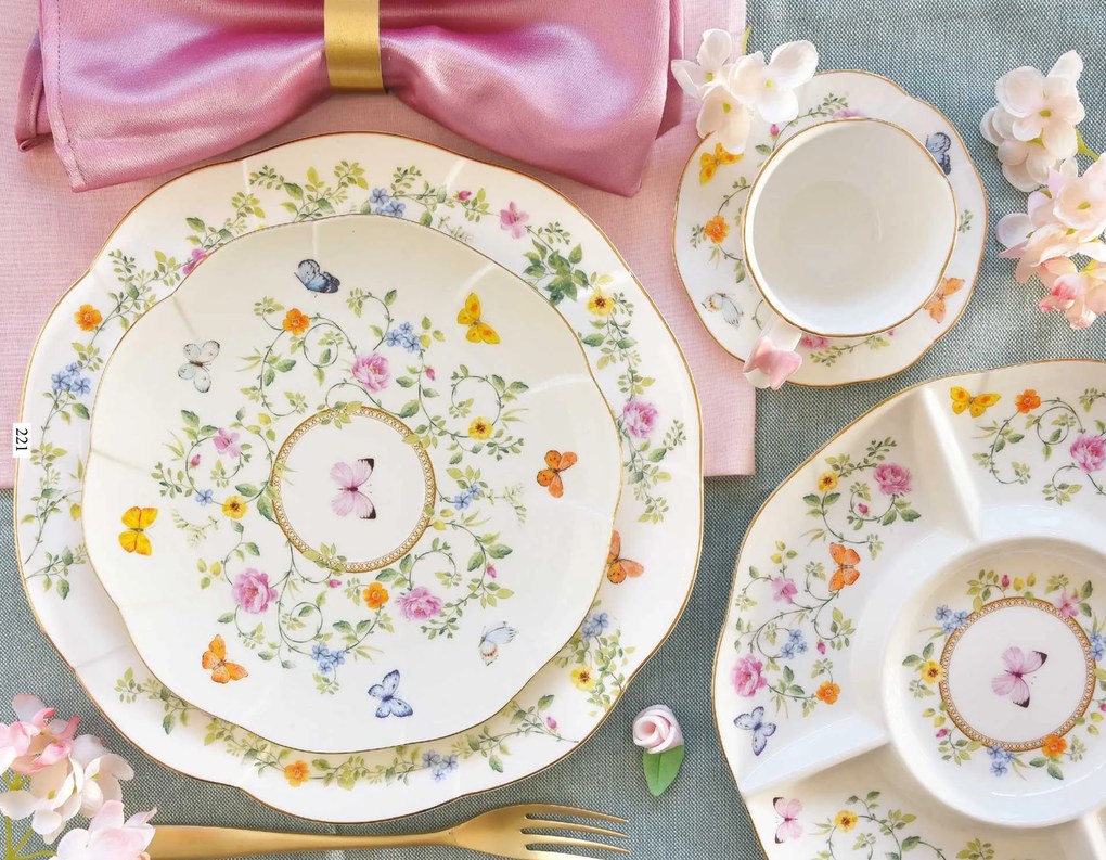 Pillangós porcelán lapostányér Dancing Butterflies