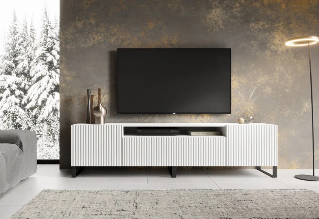 LENONA TV asztal, 200x42x41, fekete/fehér