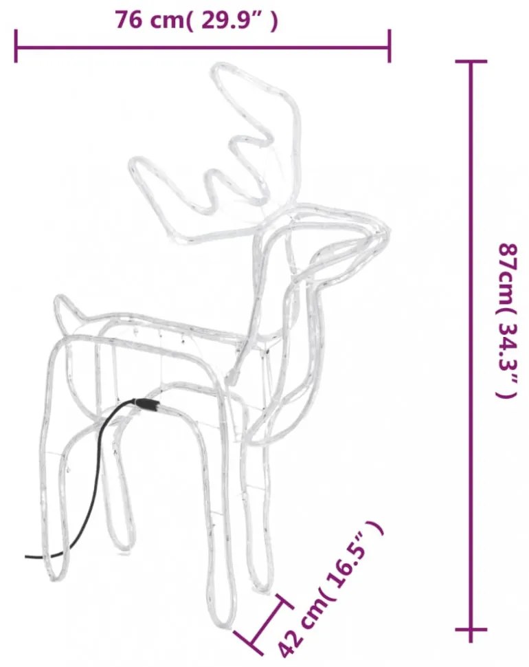 meleg fehér karácsonyi rénszarvas figura 76 x 42 x 87 cm