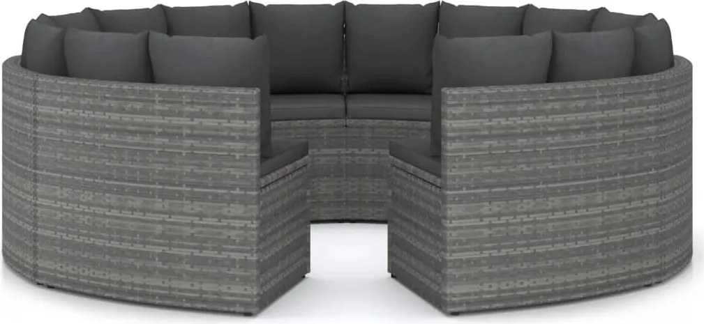 vidaXL 8 részes szürke polyrattan kerti kanapészett párnákkal