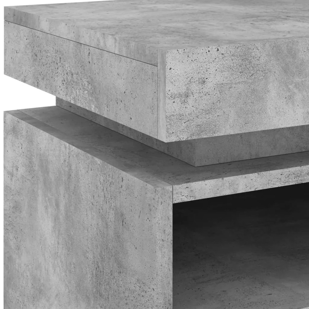 betonszürke éjjeliszekrény LED-fényekkel 40x39x48,5 cm
