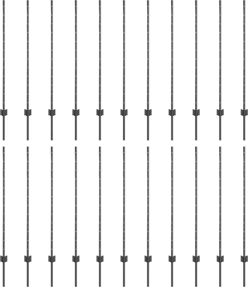 vidaXL Kerítésoszlop 22 pcs Szürke 160 cm Acél