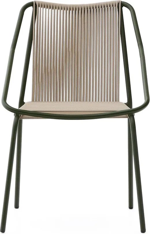 Sötétzöld-bézs fém kerti szék Zivia – Kave Home
