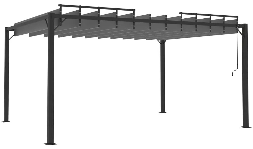 szürke szövet és alumínium pavilon lamellás tetővel 3 x 4 m