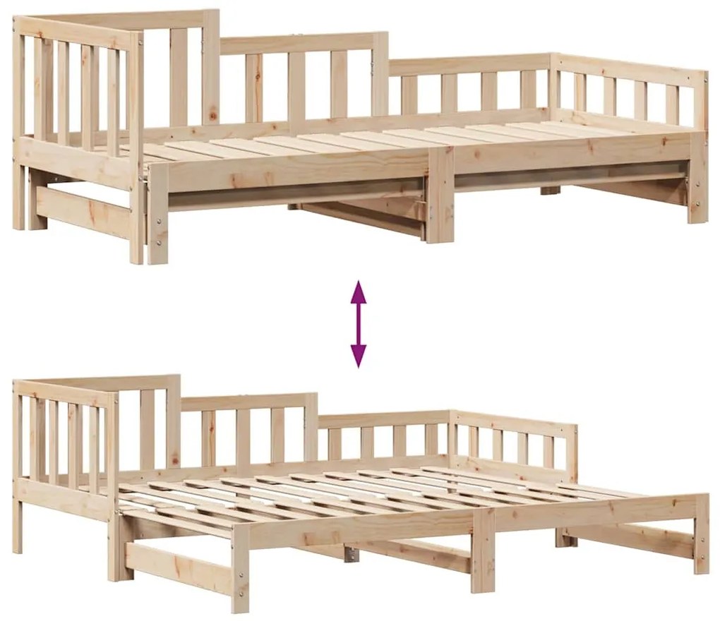 kihúzható heverő fiókokkal matrac nélkül 90 x 190 cm