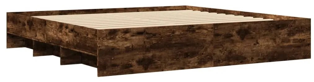 füstös tölgy színű szerelt fa ágykeret matrac nélkül 200x200 cm