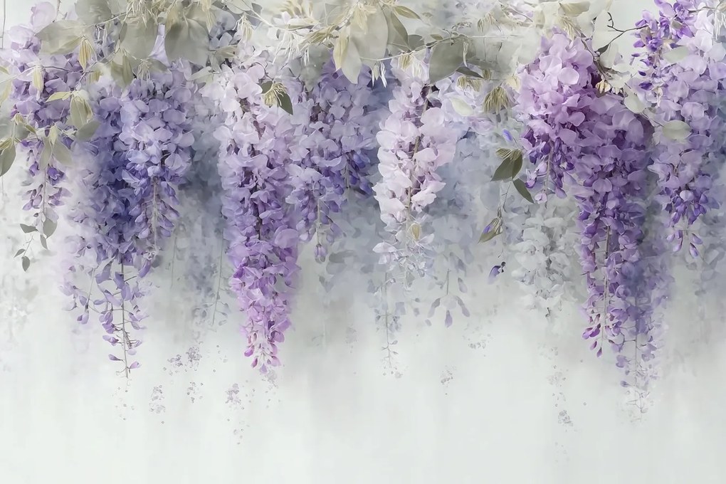 Fotótapéta Flizelina Természet Kert Bokor Virágok Lila Bézs 254x184 ragasztó