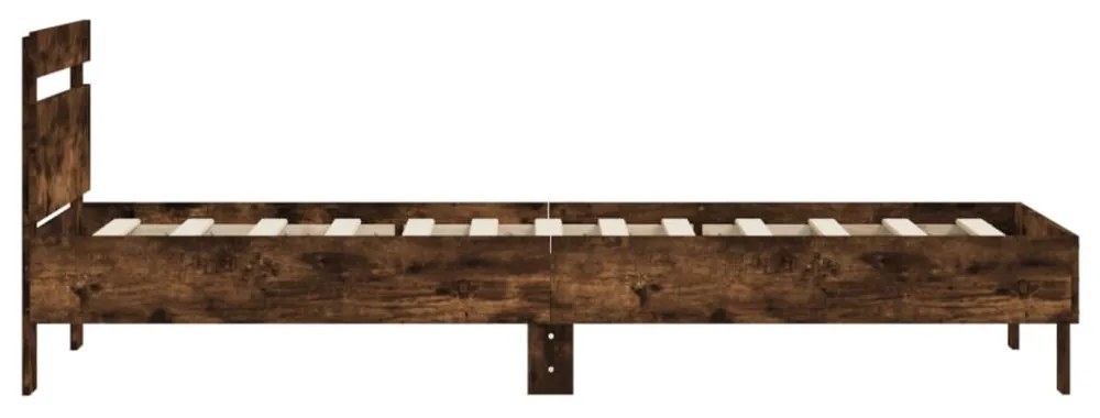 füstös tölgy színű szerelt fa ágykeret fejtámlával 90 x 190 cm