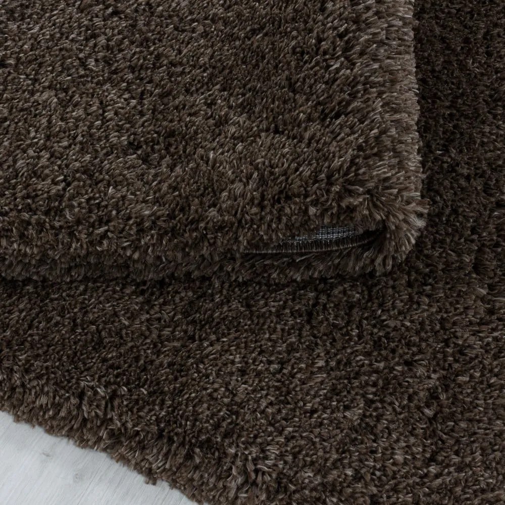 Sötétbarna kerek szőnyeg ø 120 cm Fluffy – Ayyildiz Carpets