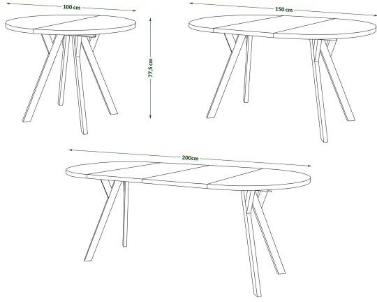 Kihúzható étkezőasztal ARTUR tölgy/fekete