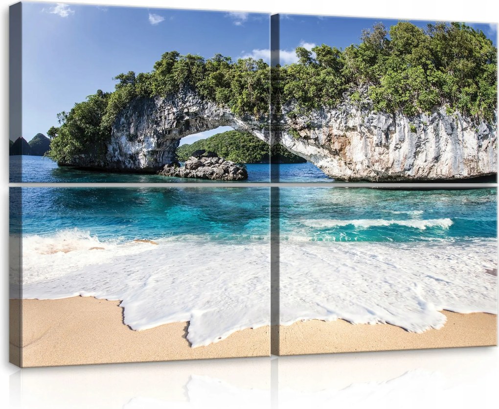 Vászonkép 120x80 Tengerpart Trópusi óceán hullámok homok sziget természet táj paradicsom